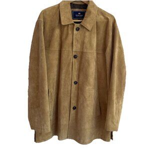 Vintage 90s Newport Harbor Suede Jacket Mens XL Beige Soft Button Up Washable